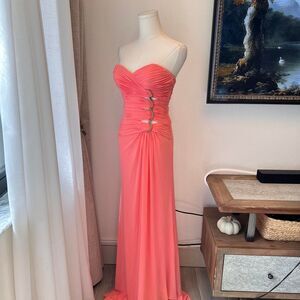 Terani Couture Coral Cutout Gown – Size 0